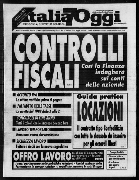 Italia oggi : quotidiano di economia finanza e politica